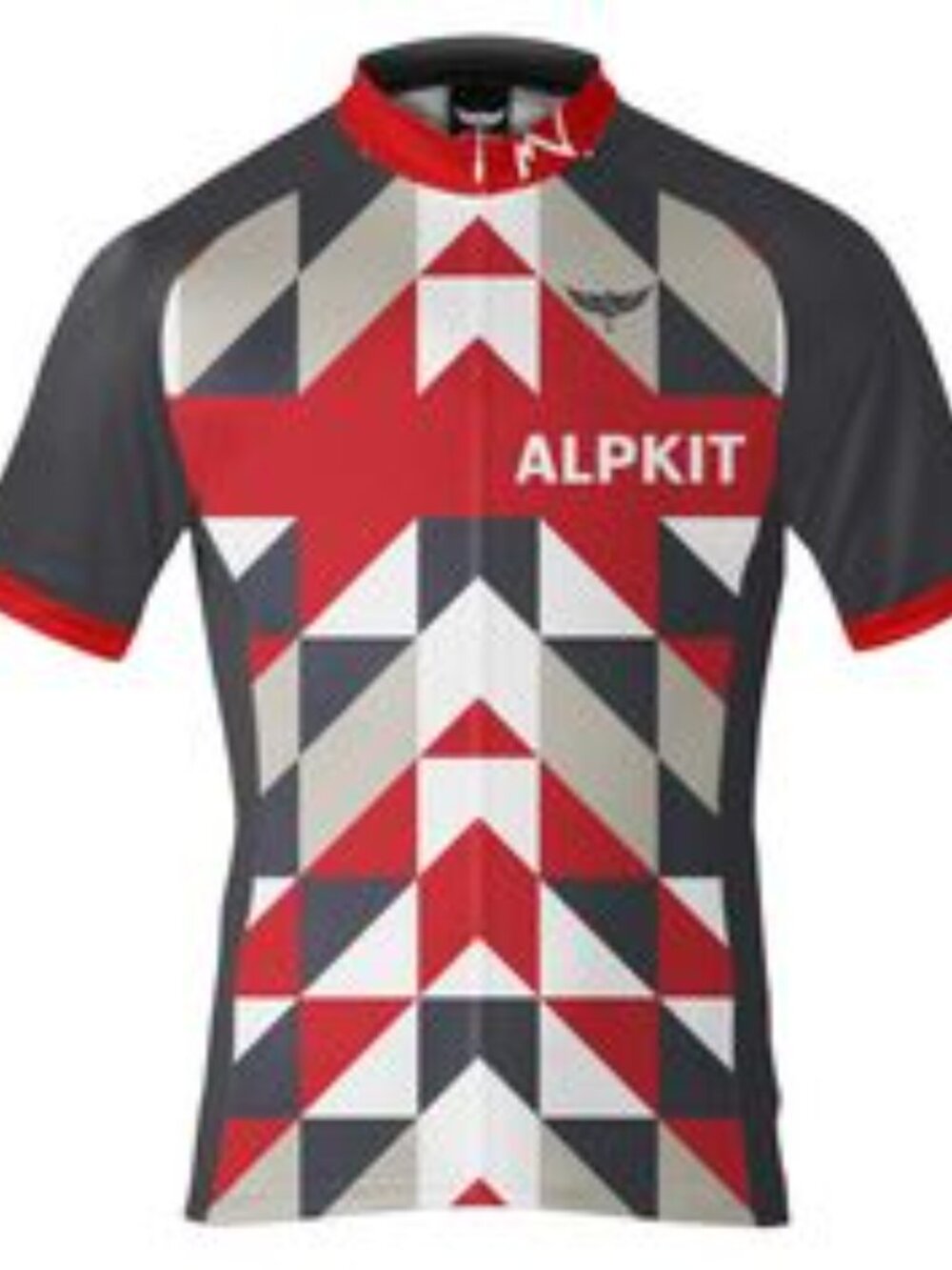 Morvélo Alpkit Retro Geometric Cycling Jersey Red Gray White Size Medium